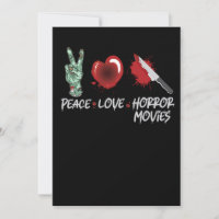 112.Film d'horreur Peace Love Horror Movies Knife