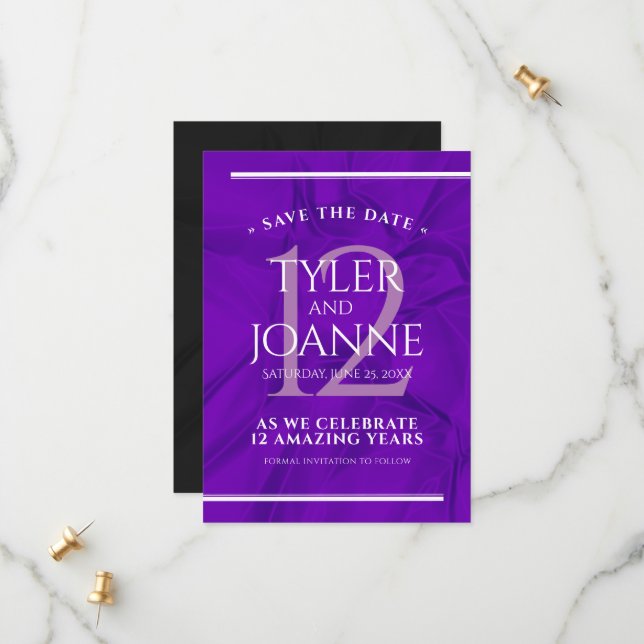 Save The Date 12ème anniversaire de la Mariage de soie (Devant/Arrière en situation)