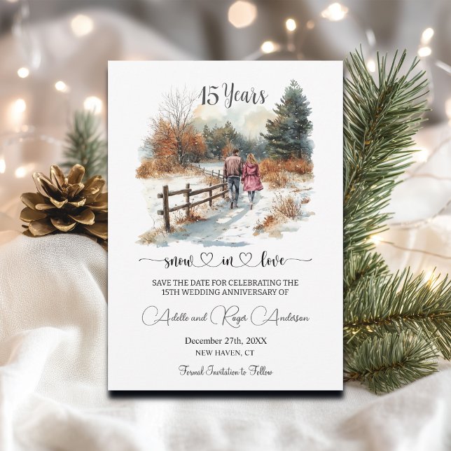 Save The Date 15th Wedding Anniversary Winter Landscape Romantic (Créateur téléchargé)