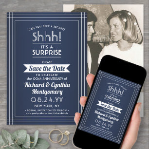 Save The Date 1 Anniversaire photo Surprise Party Marine Bleu Bl
