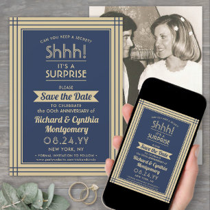 Save The Date 1 Photo Fête surprise d'anniversaire Bleu marine O