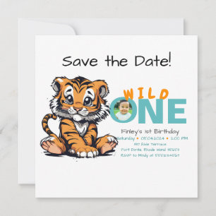 Save The Date 1er anniversaire de Wild ONE Baby's mignon Tiger P