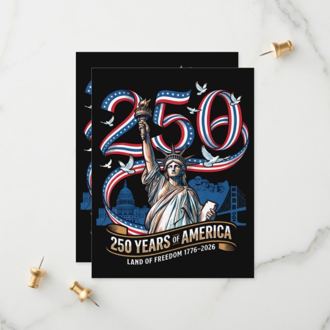 Save The Date 250 Ans Anniversaire Amérique 1776 2026  (Devant/Arrière en situation)