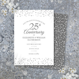 Save The Date 25e Anniversaire de Mariage Cœurs d'Amour en Argen