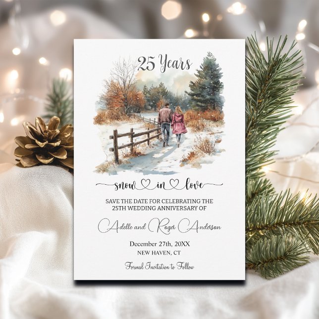 Save The Date 25e Anniversaire de Mariage Paysage hivernal Roman (Créateur téléchargé)