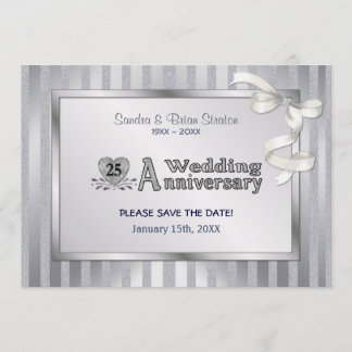 Save The Date 25e anniversaire du Mariage - Argent