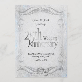 Save The Date 25e anniversaire élégant d'argent