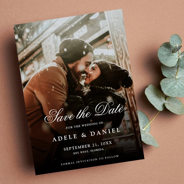 Save The Date 2 côtés Photo Enregistrer la date Mariage Moderne  (Créateur téléchargé)