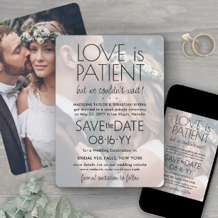 Save The Date 2 Photo Amour est Patient Réception de Mariage Seu