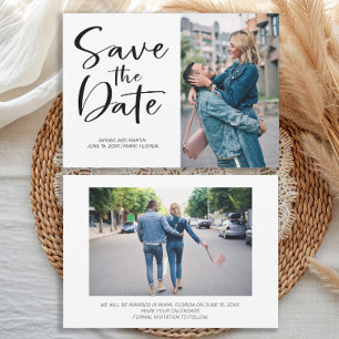 Save The Date 2 Photo Brush Script Wedding Enregistrer la date