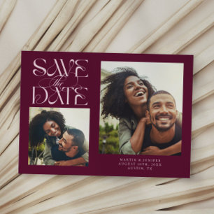 Save The Date 2 Photo Mystique Typographie Moderne Cranberry