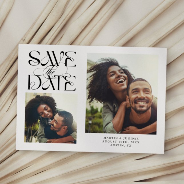 Save The Date 2 Photo Typographie Moderne Mystique Blanc (Créateur téléchargé)