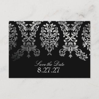 Save The Date 311 Dashing Damask Black Faux Silver ENREGISTRER L