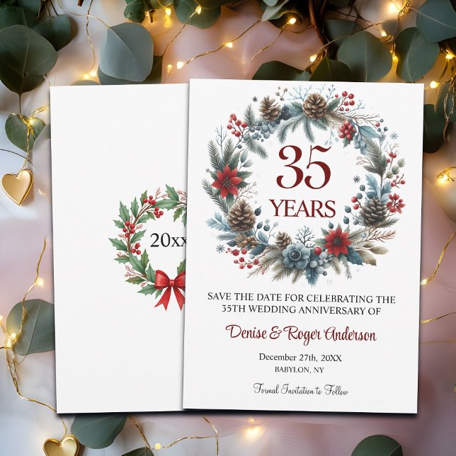 Save The Date 35e anniversaire du Mariage de corail hiver (Créateur téléchargé)