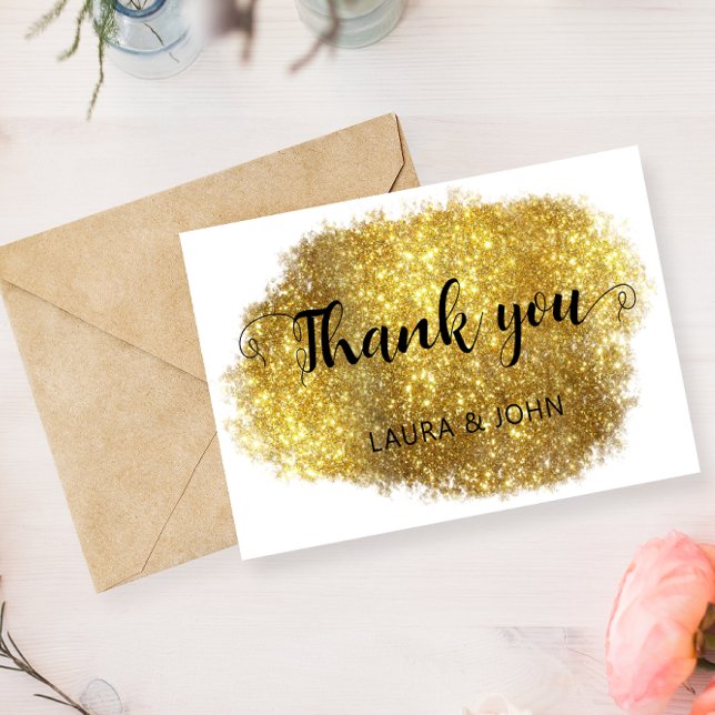 Save The Date 3.5" x 5" Modern Gold glitter Thank You (Créateur téléchargé)