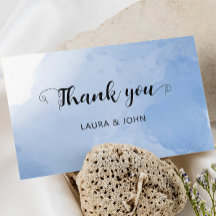 3,5" x 5" Plat moderne Aquarelle bleue Merci