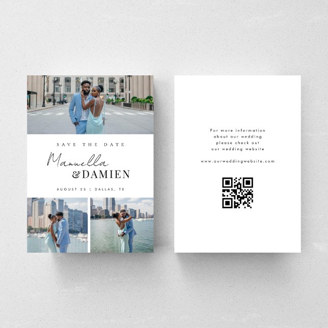 Save The Date 3 Photos préférées | Code QR de mariage en écritur (Créateur téléchargé)