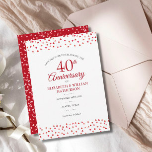 Save The Date 40e Anniversaire de Mariage Cœurs d'Amour Rubis