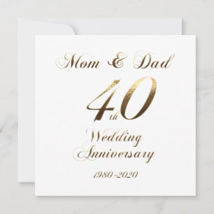 Save The Date 40e anniversaire de mariage des parents 2020 Éléga