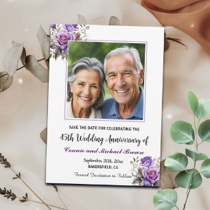 Save The Date 45e anniversaire du Mariage photo de Roses violets