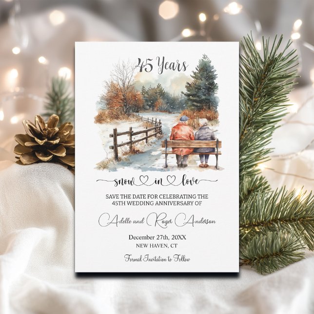 Save The Date 45th Wedding Anniversary Winter Landscape Romantic (Créateur téléchargé)