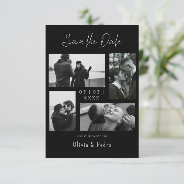 Save The Date 4 Photos Collage Mariage Moderne (Debout devant)