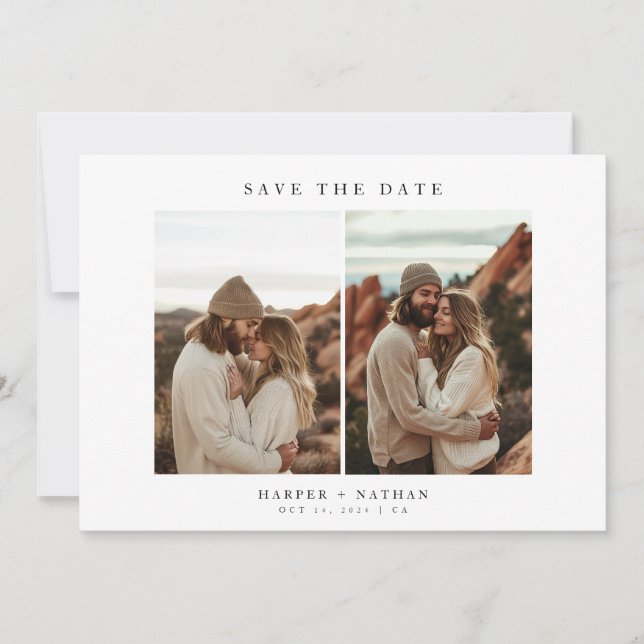 Save The Date 4 Photos Modernes Boho Mariage QR Code (Devant)