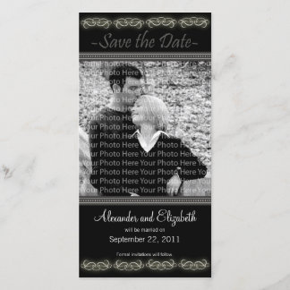 Save The Date 4x8" Elégant noir Enregistrer la date annonce