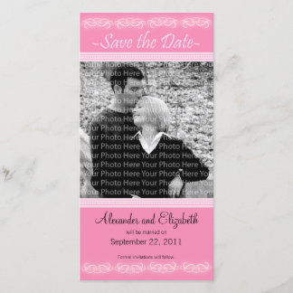 Save The Date 4x8" Élégant rose Enregistrer la date de l'annonce