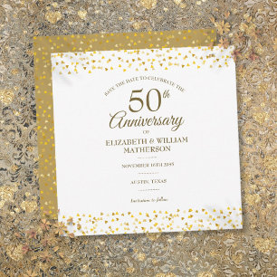 Save The Date 50e anniversaire de Mariage Carré des Coeurs d'or