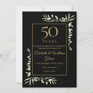 Save The Date 50e anniversaire de mariage or et noir
