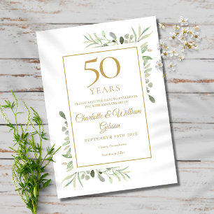 Save The Date 50e Anniversaire d'or Sauvez la Date de la verdure