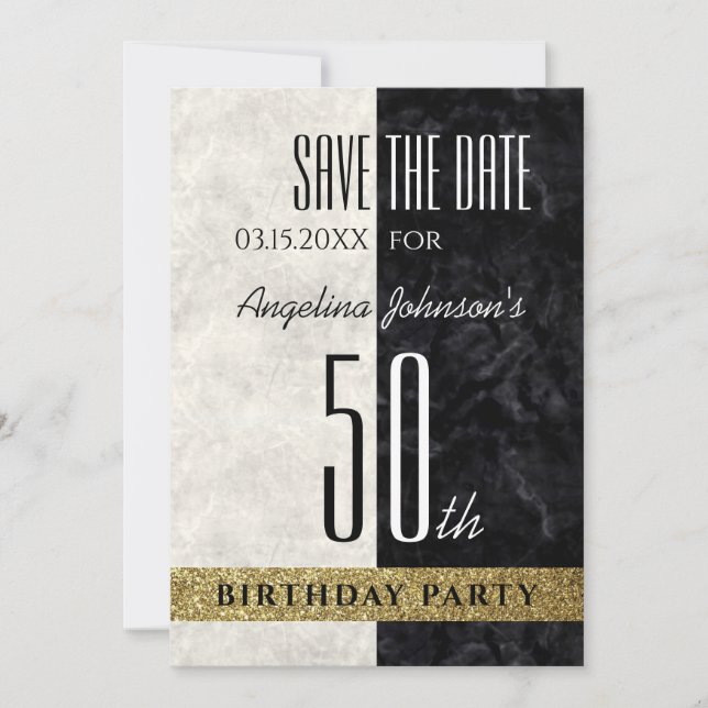 Save The Date 50e anniversaire Noir et blanc (Devant)