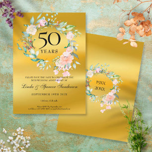Save The Date 50ème anniversaire de Mariage d'or floral