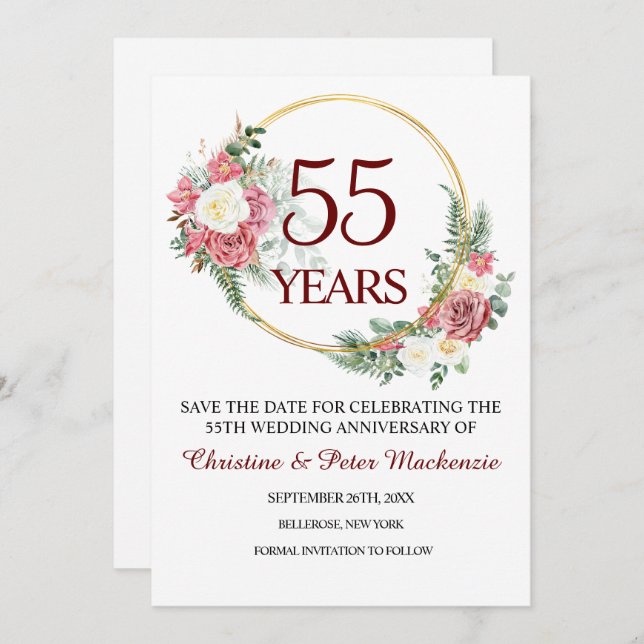 Save The Date 55e anniversaire du Mariage émeraude (Devant / Derrière)
