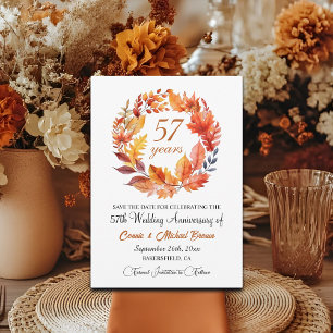 Save The Date 57e anniversaire de Mariage Élégant automne floral
