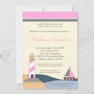 Save The Date 5x7 Ahoy Mate Baby shower à voile