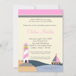 Save The Date 5x7 Ahoy Mate Bateau à voile Anniversaire Fête Inv