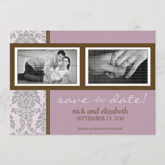 Save The Date 5X7 Baroque violet/Brown à deux photos Enregistrer