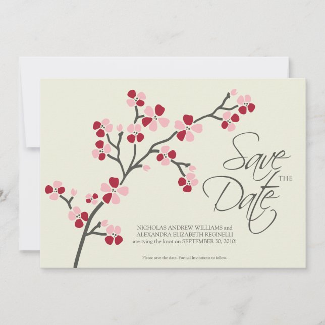 Save The Date 5X7 Cherry Blossom Designer Enregistrer la date 2  (Devant)