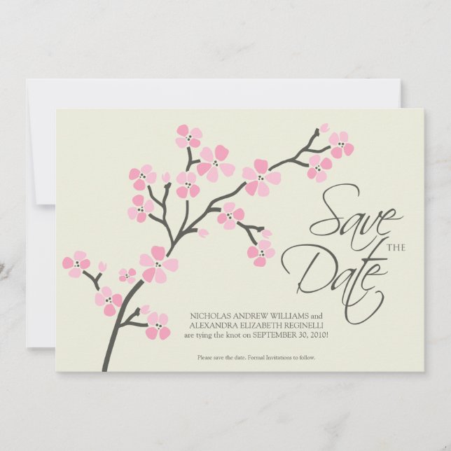 Save The Date 5X7 Cherry Blossom Designer Enregistrer la date 2  (Devant)