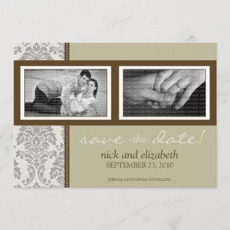 Save The Date 5X7 Sepia baroque/Deux photos Brown Enregistrer la