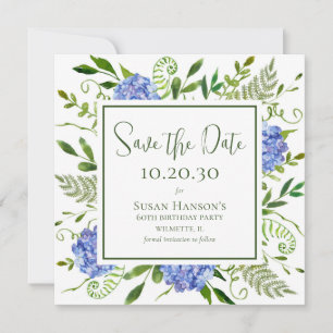 Save The Date 60e anniversaire Blue Hydrangeas