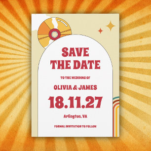 Save The Date 60s Retro Soft Orange Music Vinyl Mariage Super