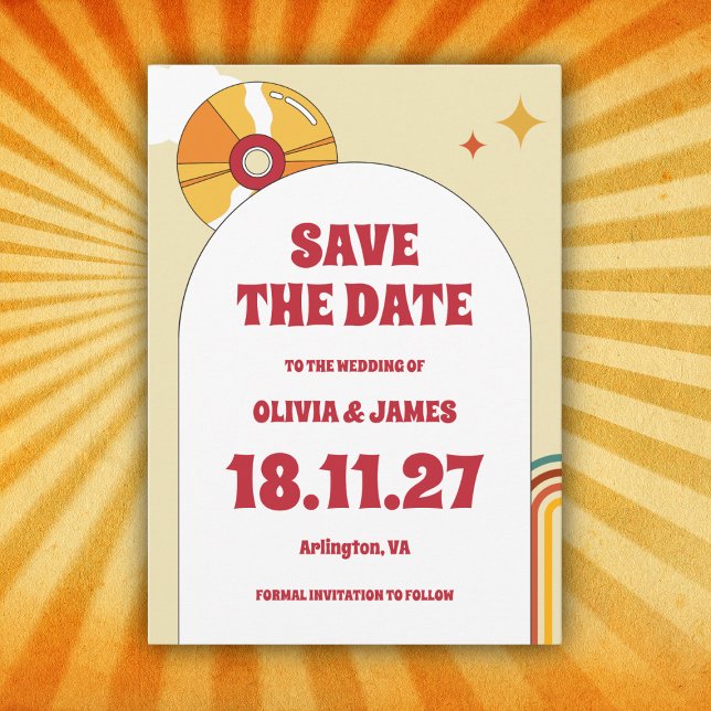 Save The Date 60s Retro Soft Orange Music Vinyl Mariage Super (Créateur téléchargé)
