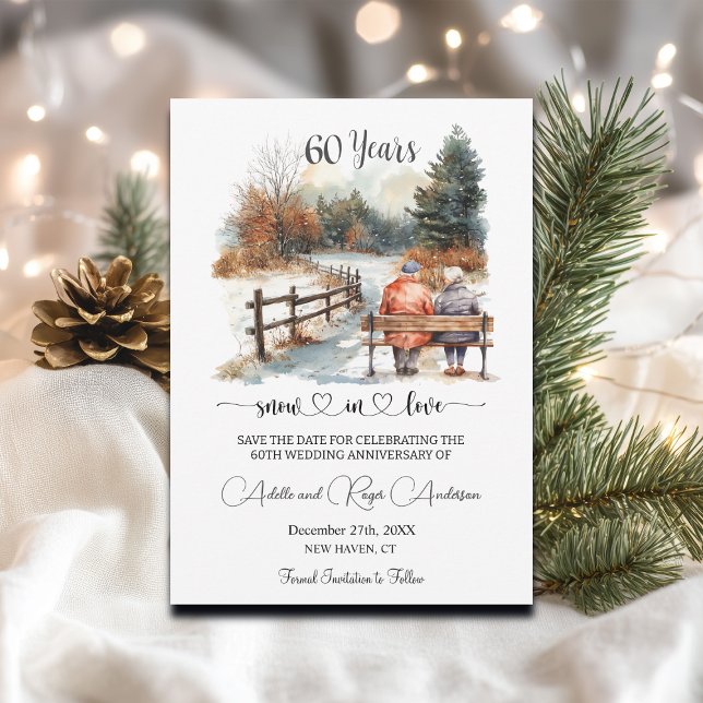 Save The Date 60th Wedding Anniversary Winter Landscape Romantic (Créateur téléchargé)