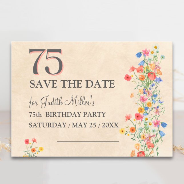 Save The Date 75e anniversaire élégant - Conception de fleurs sa (Créateur téléchargé)