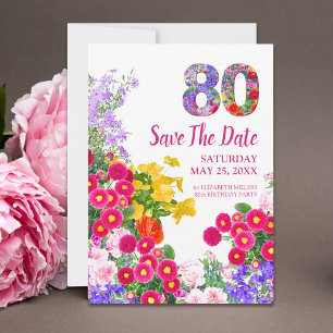 Save The Date 80e anniversaire floral moderne Enregistrer la car