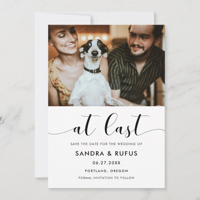 Save The Date À dernier Elegant noir et blanc photo (Devant)