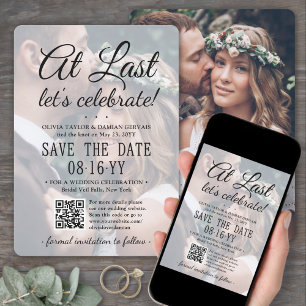 Save The Date À Dernier QR Code & Photo Overlay Mariage Réceptio